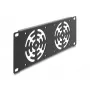 Abdeckplatte DELOCK 67432 mit 2 eingebauten 80×80 mm Lüftern, Metallgehäuse, dunkelgrau
