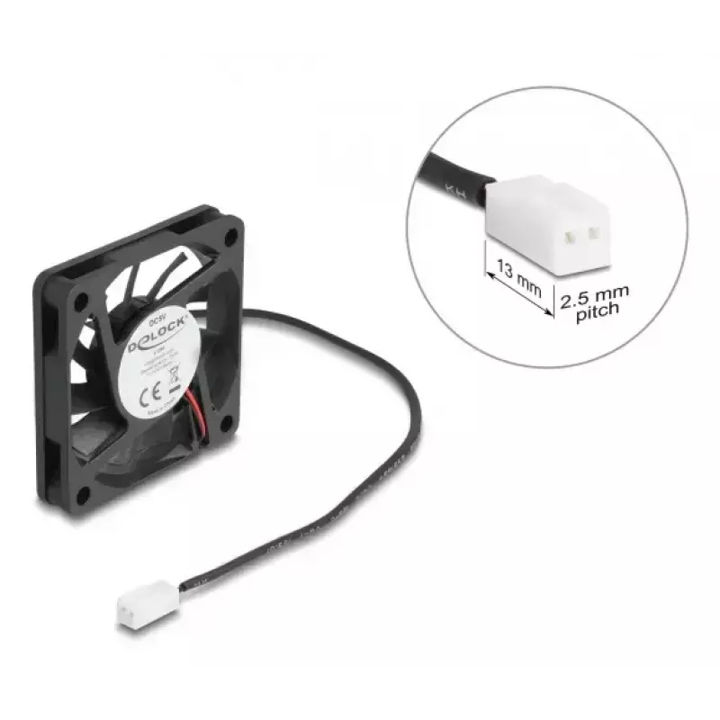 Computer-Gehäuselüfter DELOCK 67288 – 60 mm, Kugellager, 5 V, Luftstrom 0,38 m³/h, schwarz, 1 Stk.