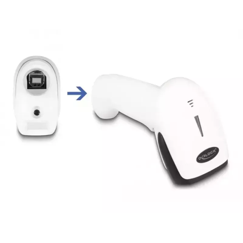 Hand-Barcodescanner DeLOCK 90587 1D 2D Kabellos Bluetooth USB Weiß