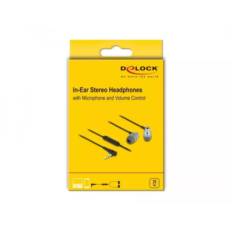 Headset DeLOCK 27183 In-Ear-Kopfhörer 3,5-mm-Klinke Mikrofon Lautstärkeregelung