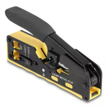 Crimpzange DELOCK 90583 für 6P/8P RJ45 RJ11 Stecker Cat.5/6/7 mit Klinge und Abisolierer