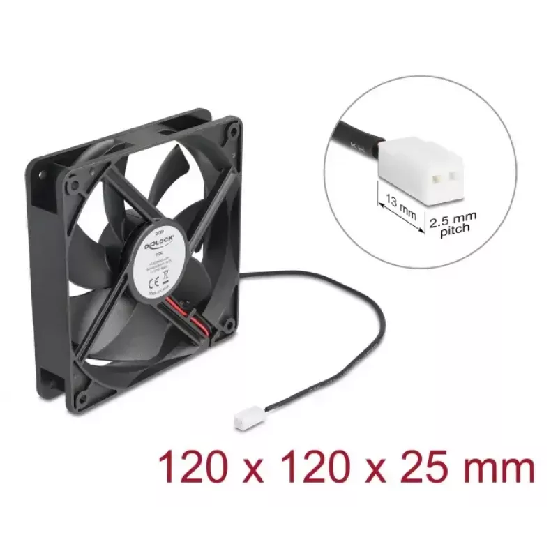 DELOCK 67292 Computergehäuselüfter 120 mm Schwarz, Kugellager, 5 V DC, Luftstrom 1,73 m³/h