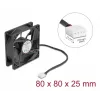 Computer-Gehäuselüfter DELOCK 67296 — 80 mm, Kugellager, 0,97 m³/h, schwarz