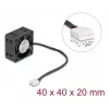 Computergehäuselüfter DELOCK 67299 — 40 x 40 x 20 mm, 24 V DC, Kugellager, 0,19 m³/h, schwarz