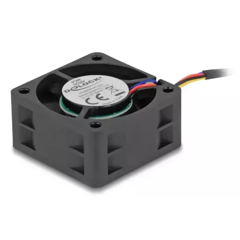 Computergehäuselüfter DELOCK 67299 — 40 x 40 x 20 mm, 24 V DC, Kugellager, 0,19 m³/h, schwarz