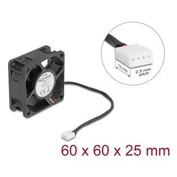 Computergehäuselüfter DELOCK 67300 — 60 mm Axiallüfter, 24 V, Kugellager, schwarz