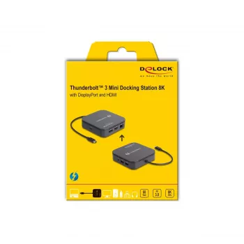 DeLOCK Thunderbolt 3 Mini Dockingstation 8K DisplayPort HDMI USB LAN Audio PD 3.0