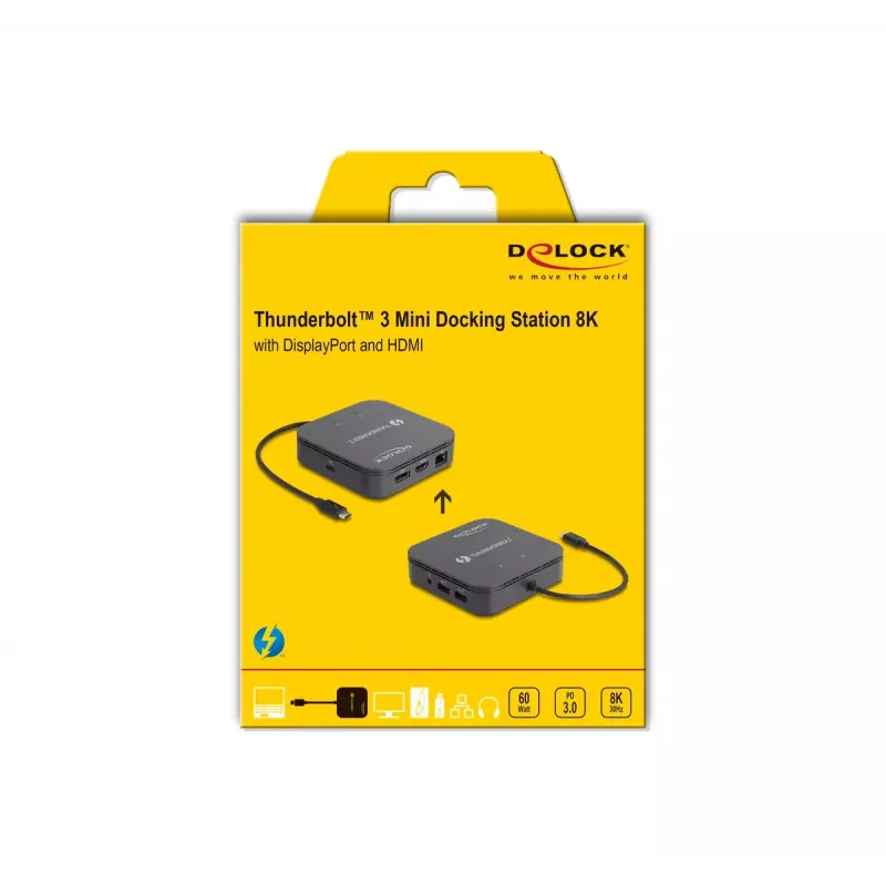 DeLOCK Thunderbolt 3 Mini Dockingstation 8K DisplayPort HDMI USB LAN Audio PD 3.0