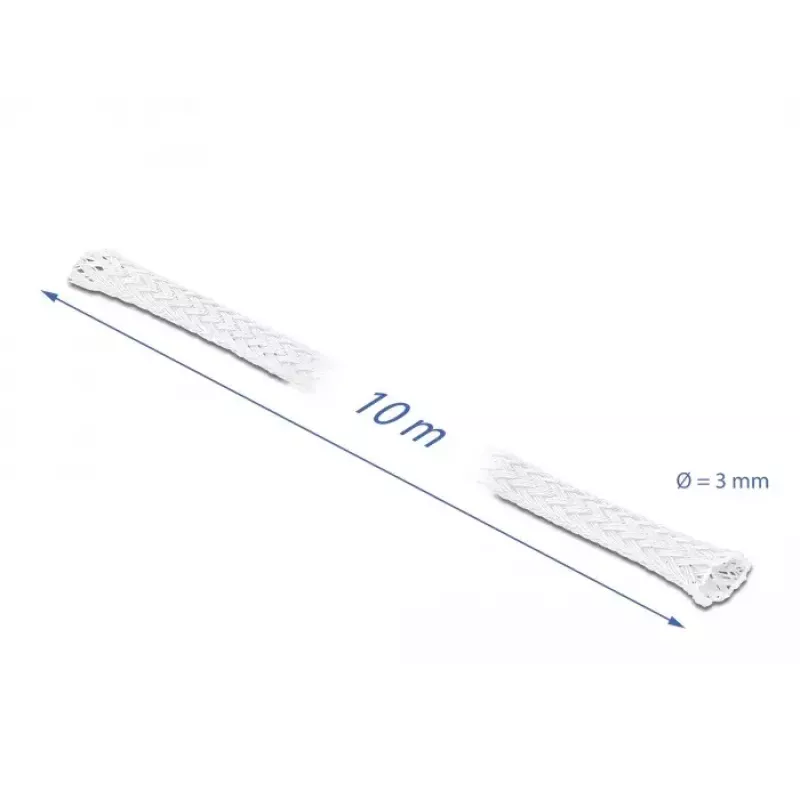 Geflechtschlauch DeLOCK 20692 10 m x 3 mm weiß