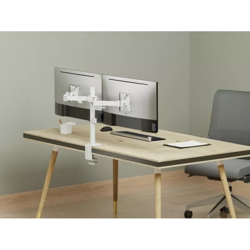 Equip 17 Zoll-32 Zoll verstellbare Dual-Monitor-Tischhalterung, Weiß