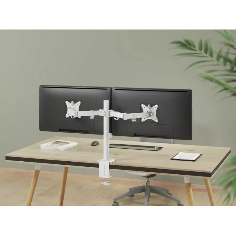 Equip 17 Zoll-32 Zoll verstellbare Dual-Monitor-Tischhalterung, Weiß
