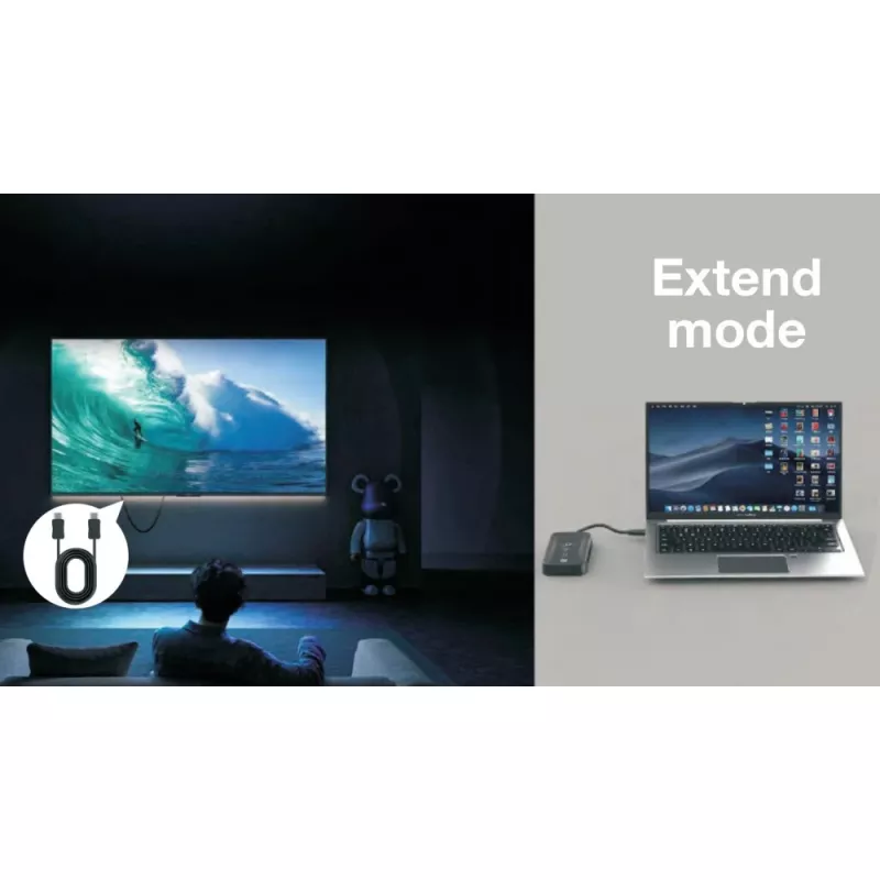 Techly IDATA USBC-HUB5WL AV-Extender AV-Sender & -Empfänger Schwarz