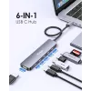 EQUIP USB‑C 6‑in‑1 Multifunktionsadapter — HDMI 4K/60Hz, 4× USB‑C Gen2 (10Gbps), 100W PD, 0,25 m Kabel, Grau