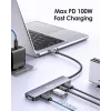 EQUIP USB‑C 6‑in‑1 Multifunktionsadapter — HDMI 4K/60Hz, 4× USB‑C Gen2 (10Gbps), 100W PD, 0,25 m Kabel, Grau