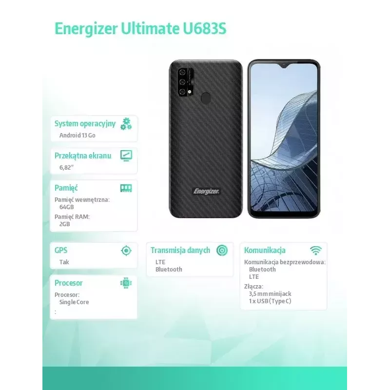Smartphone Energizer U683SEU, 6,82 Zoll Display, 2 GB RAM, 64 GB, schwarz