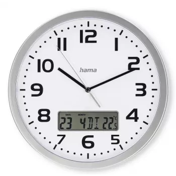 Hama 00185878 Wand-/Tischuhr Analoguhr Rund Silber, Weiß