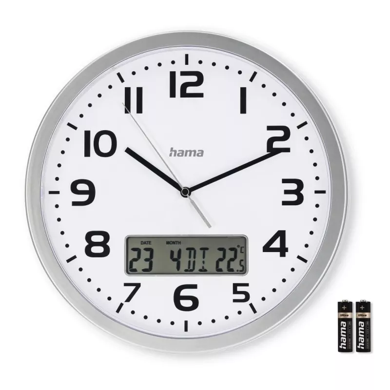 Hama 00185878 Wand-/Tischuhr Analoguhr Rund Silber, Weiß