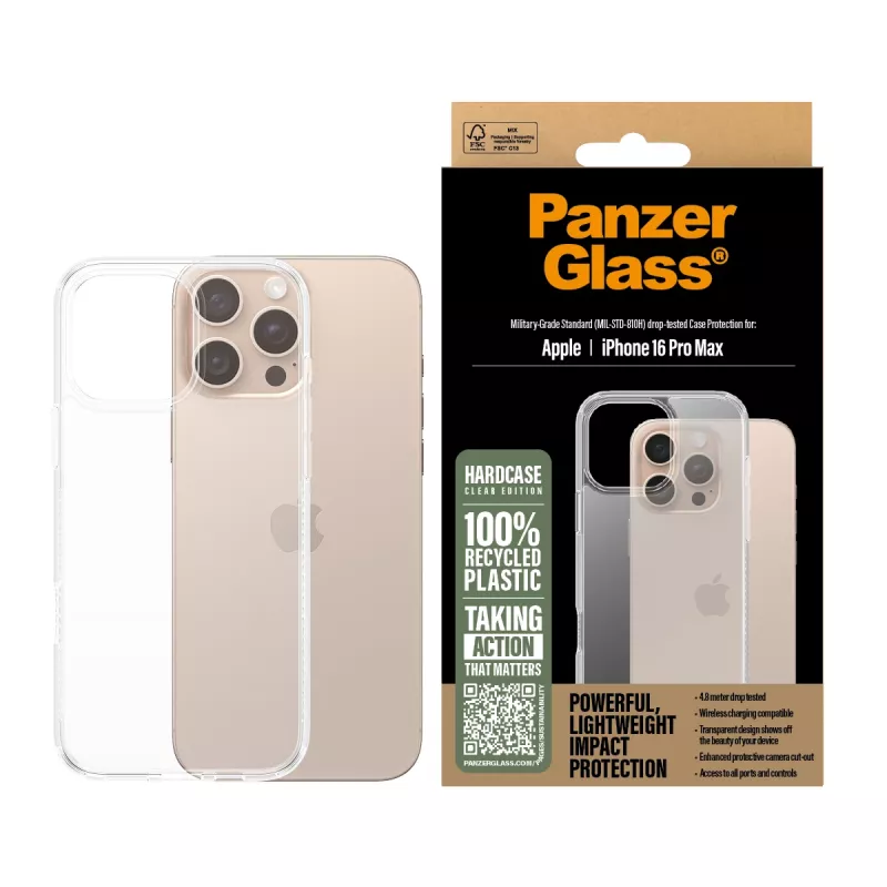 PanzerGlass ® HardCase Transparent iPhone 16 Pro Max, Cover, Apple, Apple - iPhone 16 Pro Max, Transparent