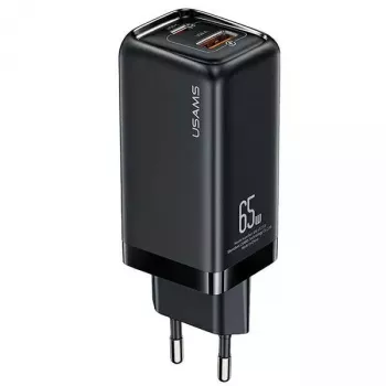 Ladegerät usams T47 USB / USB‑C 65W PD Schnellladegerät — 65W USB Power Delivery, USB-A + USB-C Anschlüsse