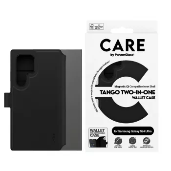 Handyhülle PanzerGlass CARE Feature Case Tango Two-in-One Wallet, kompatibel mit Samsung Galaxy S24 Ultra, transparent