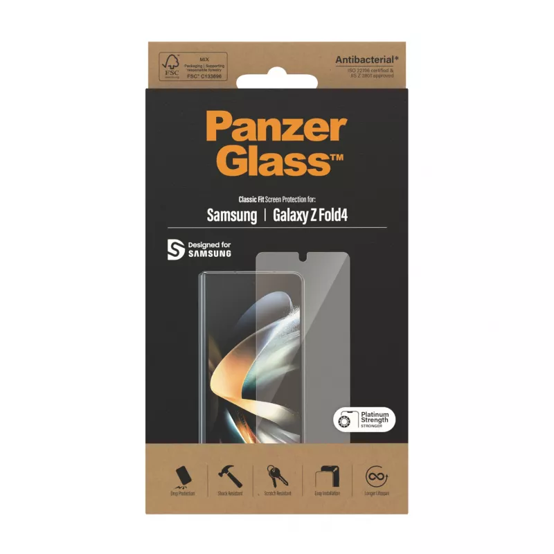 PanzerGlass Displayschutzfolie für Samsung Galaxy Z Fold4 Antibakteriell Kratzfest