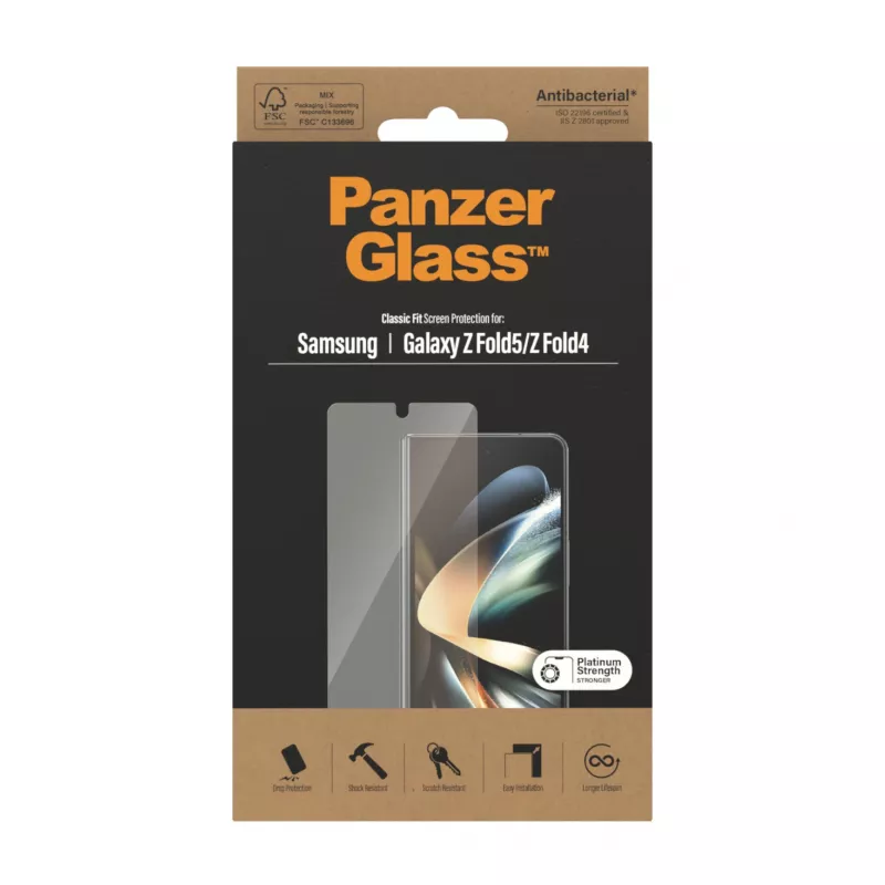 PanzerGlass Displayschutzfolie für Samsung Galaxy Z Fold4 Antibakteriell Kratzfest