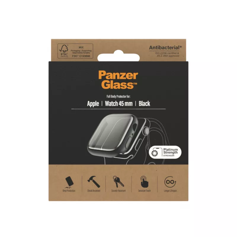 PanzerGlass ® Full Body Hülle Apple Watch Series 9 | 8 | 7 | 45 mm | Schwarz