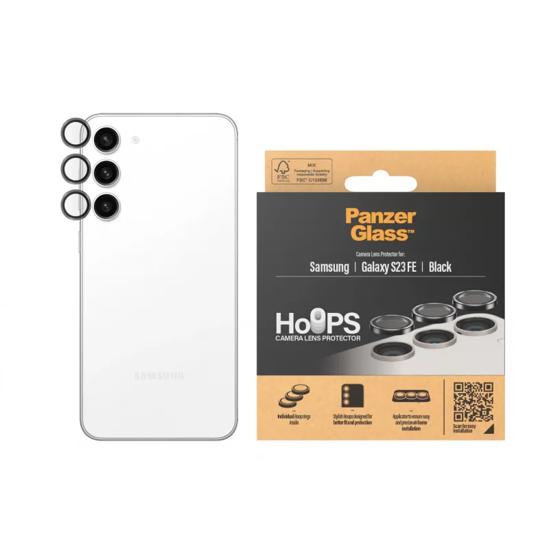 PanzerGlass Hoops Kameralinsen-Schutz Samsung Galaxy S23 FE Schwarz Kratzfest Stoßfest