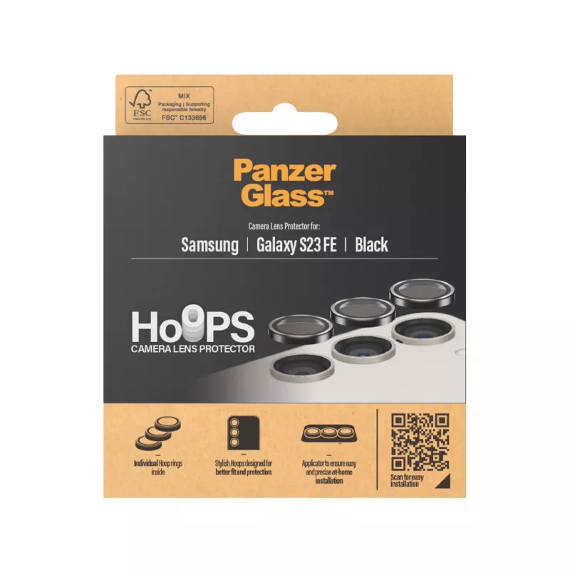 PanzerGlass Hoops Kameralinsen-Schutz Samsung Galaxy S23 FE Schwarz Kratzfest Stoßfest