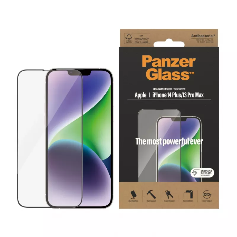 Displayfolie PanzerGlass Apple iPhone 14 Plus 13 Pro Max Ultra-Wide Fit kratzfest stoßfest