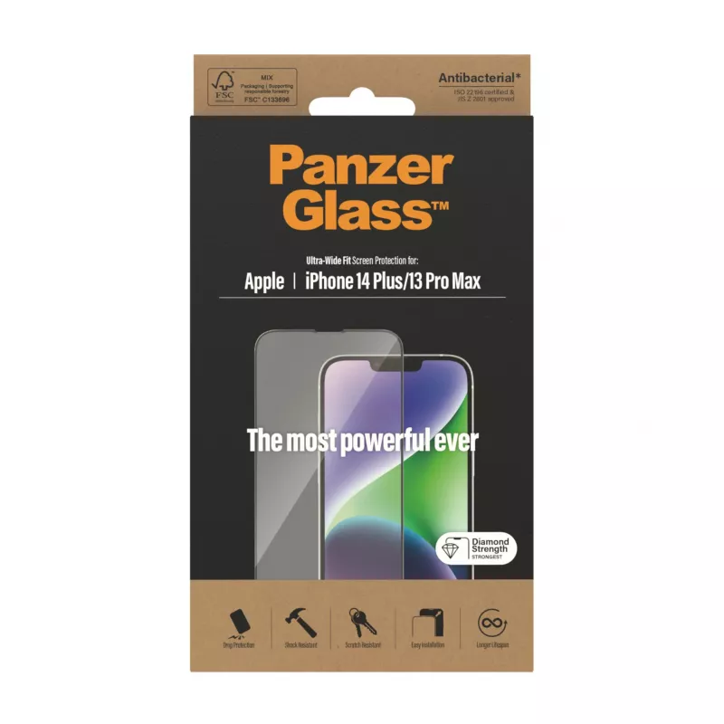 Displayfolie PanzerGlass Apple iPhone 14 Plus 13 Pro Max Ultra-Wide Fit kratzfest stoßfest
