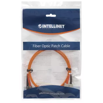 Intellinet Glasfaser-Patchkabel, OM2, ST/SC, 2m, Orange, Duplex, Multimode, 50/125 µm, LSZH, Glasfaser, lebenslange Garantie