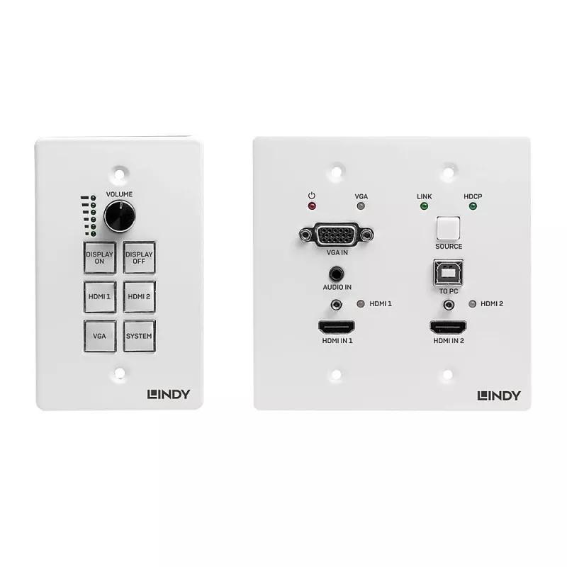 Lindy HDBaseT Präsentationssystem mit Bedienfeld, 3840 x 2160 Pixel, AV-Sender & -Empfänger, 70 m, Kabelgebunden, Schwarz, Weiß, HDCP