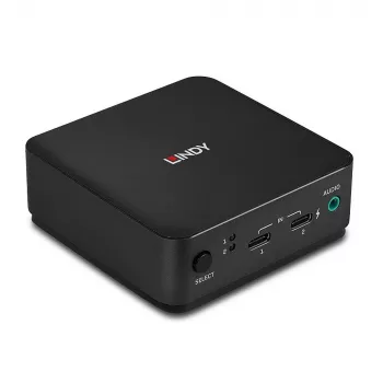 Lindy 2-Port Typ C, DisplayPort 1.2 KVM-Switch, 3840 x 2160 Pixel, 4K Ultra HD, Grau