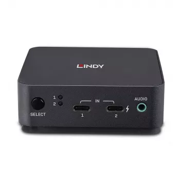 Lindy 2-Port Typ C, DisplayPort 1.2 KVM-Switch, 3840 x 2160 Pixel, 4K Ultra HD, Grau