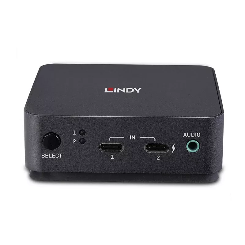 Lindy 2-Port Typ C, DisplayPort 1.2 KVM-Switch, 3840 x 2160 Pixel, 4K Ultra HD, Grau