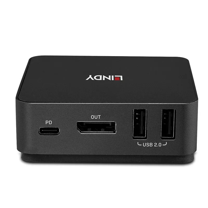 Lindy 2-Port Typ C, DisplayPort 1.2 KVM-Switch, 3840 x 2160 Pixel, 4K Ultra HD, Grau
