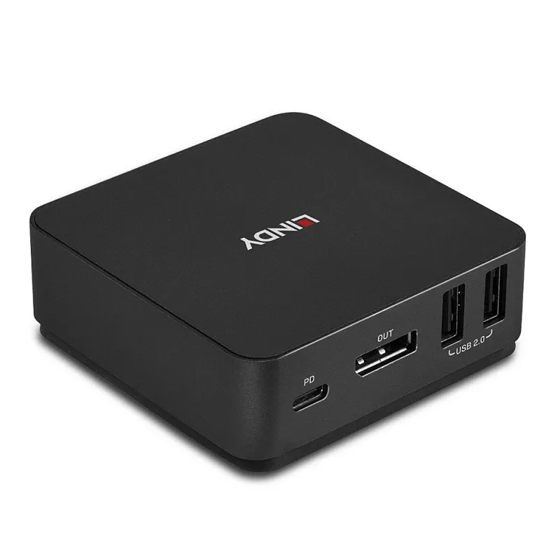 Lindy 2-Port Typ C, DisplayPort 1.2 KVM-Switch, 3840 x 2160 Pixel, 4K Ultra HD, Grau