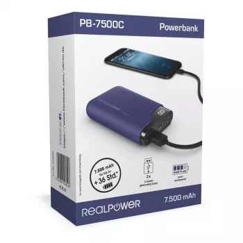Tragbarer Akku RealPower PB-7500C 7500 mAh