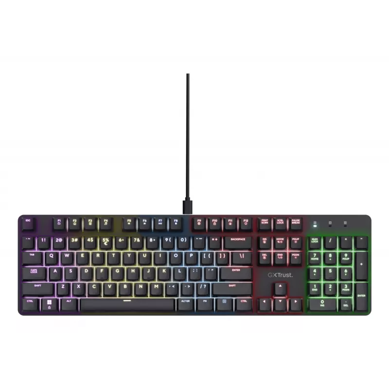 Gaming-Tastatur Trust GXT 871 Zora Mechanical USB RGB Schwarz