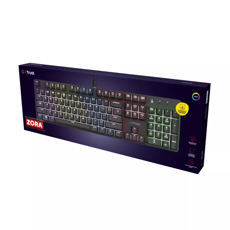 Gaming-Tastatur Trust GXT 871 Zora Mechanical USB RGB Schwarz