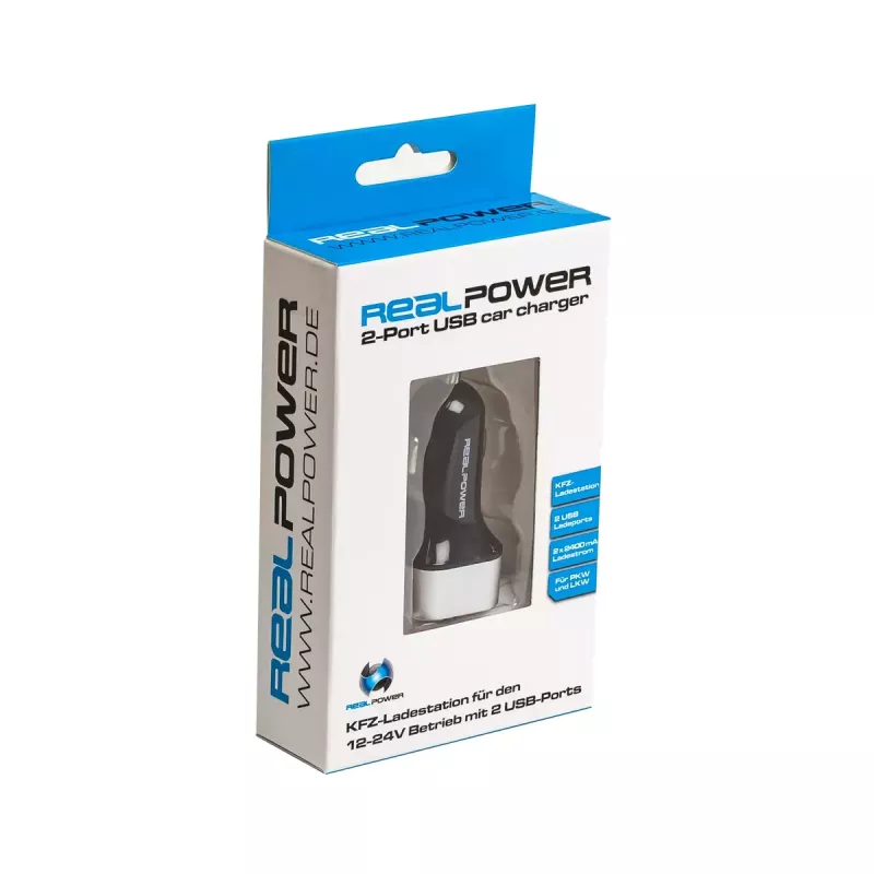 Mobiles Ladegerät RealPower 176635 Universal Schwarz Silber
