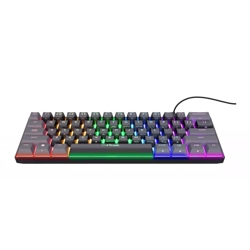 Trust GXT 867 Acira Gaming-Tastatur USB QWERTZ Deutsch Schwarz Grau 60% Mechanisch RGB