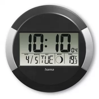 Hama Ischia Funkwecker rund Schwarz, Silber