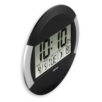 Hama Ischia Funkwecker rund Schwarz, Silber