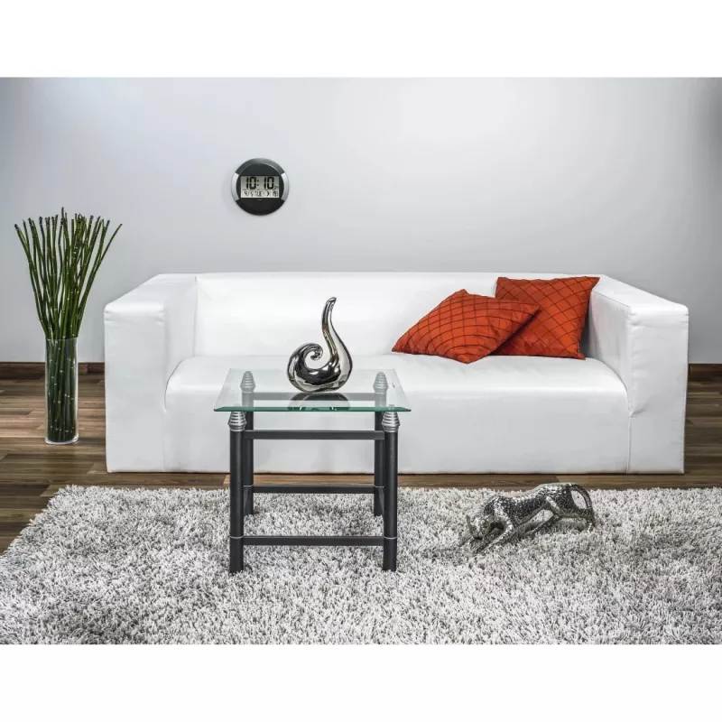 Hama Ischia Funkwecker rund Schwarz, Silber