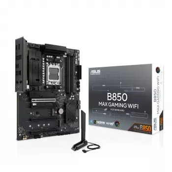Mainboard ASUS B850 MAX GAMING WIFI Sockel AM5 ATX, AMD B850, DDR5, 4 DIMM, 256 GB, Wi‑Fi 6E, 2.5Gb Ethernet
