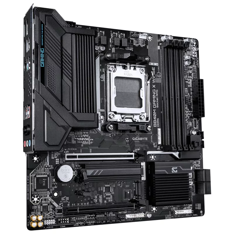 GIGABYTE B840M GAMING X WIFI6E Motherboard - AMD Ryzen 9000 CPUs, 8+2+2 Phases VRM, bis zu 8200MHz DDR5(O.C), 2xPCIe 4.0 M.2, Wi-Fi 6E, 2.5GbE LAN, USB 3.2 Gen 1