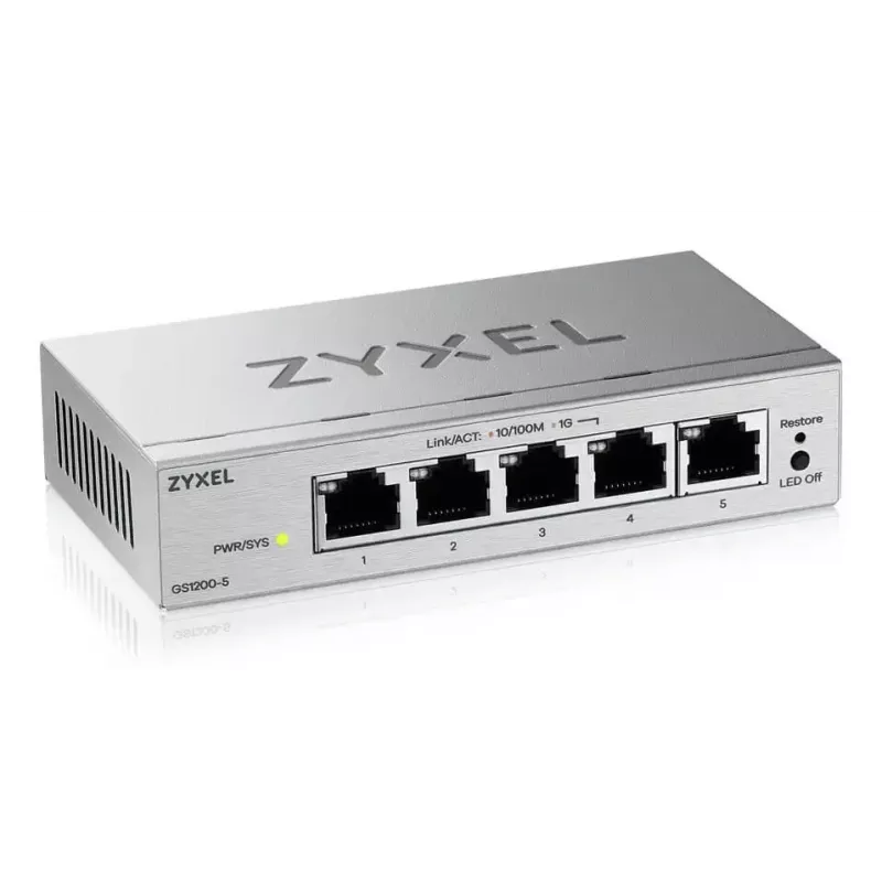 Managed L2 Gigabit Desktop Switch Zyxel GS1200-5V3 — 5 x RJ-45 10/100/1000, 10 Gbps Switching