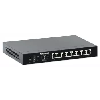 Intellinet 8-Port 2.5G Ethernet PoE+ Switch Acht 10/100/1000/2500 Mbps PSE PoE+ Ports, 100 W PoE Power Budget, Ungemanaged, Desktop-Format, Wandmontage-Option